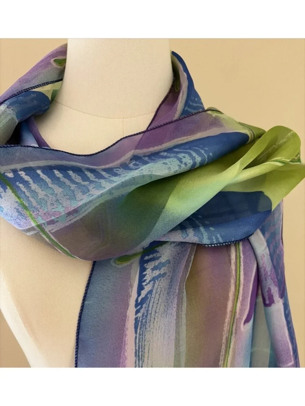 VTG Abstract Print Silky Scarf 60X13